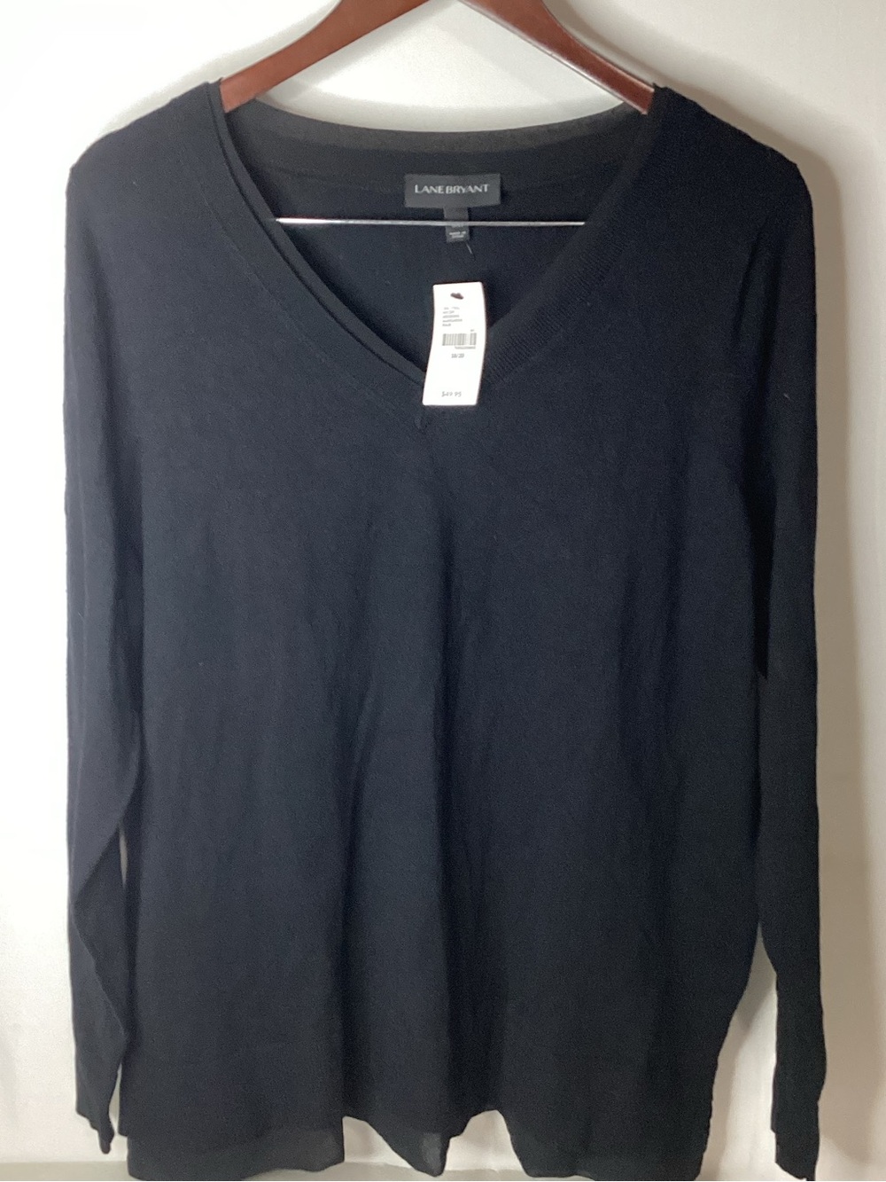 Lane Bryant Black V-Neck Lightweight Knit Sweater